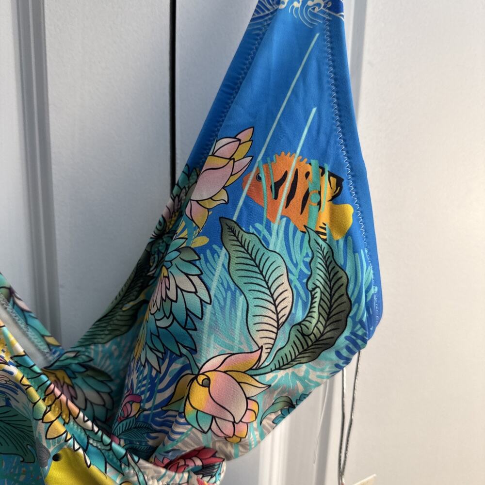 Johnny‎ Was Mixi Printed Wrap One Piece Swimsuit Multi Size M NWT - Picture 5 of 11